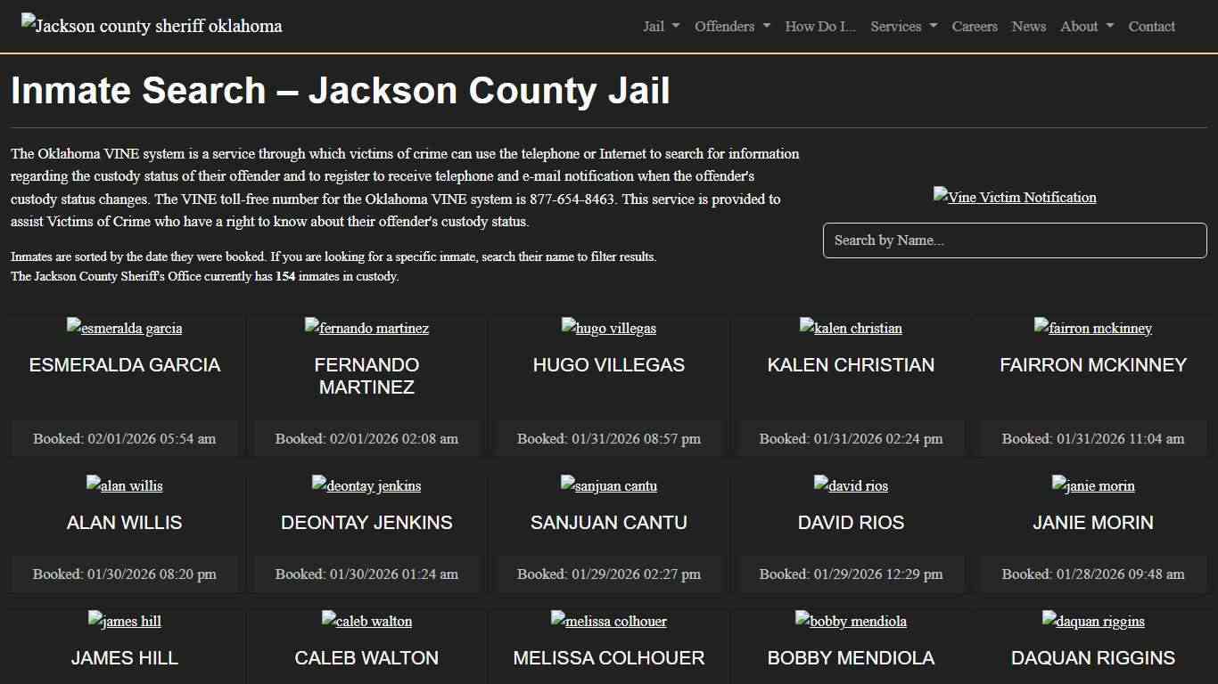 Inmate Search Jackson County Sheriff's Office
